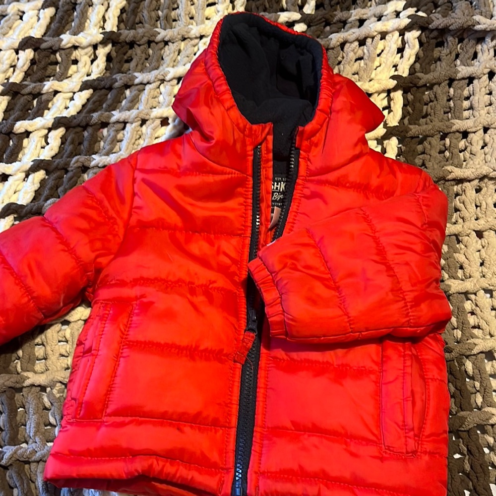 Red Toddler puffer coat. 18 M